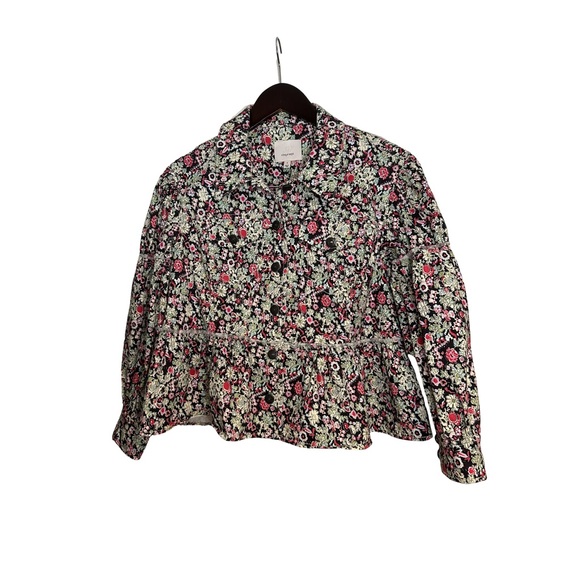 New Cinq A Sept, Party Print Lizzie Jacket, Garden Floral Peplum, Size 4 - Picture 8 of 13